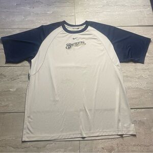Nike White and Blue Men's Short Sleeve Tee
